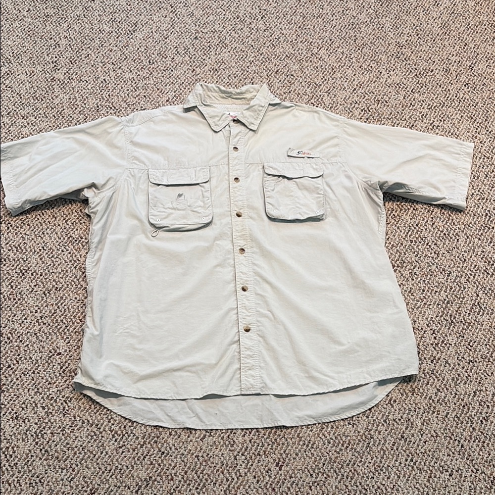 Worldwide Sportsman Light Gray Short Sleeve Fishing Shirt. 2XL
